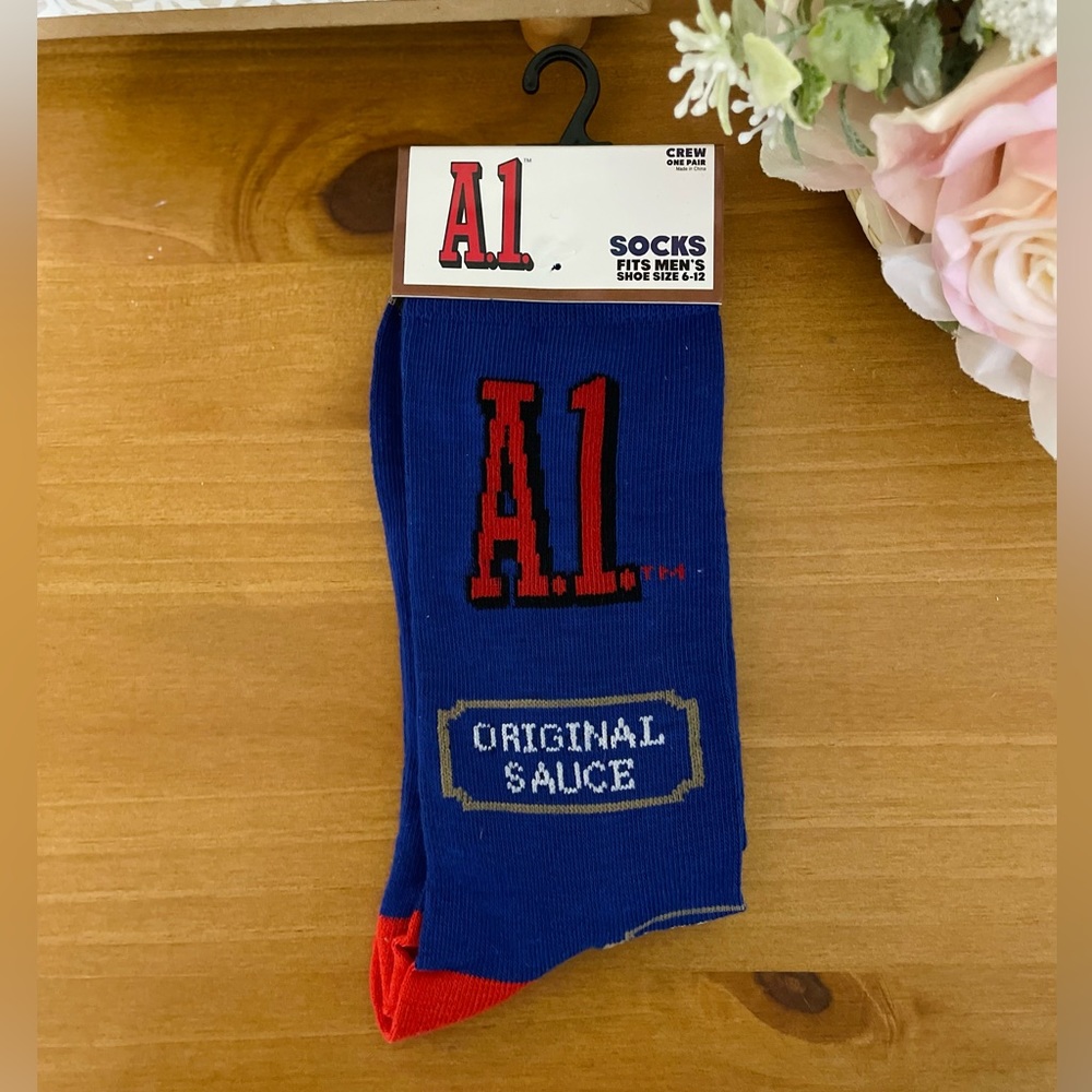 A-1 Steak Sauce Novelty Socks Funny Socks Adult One Size NWT